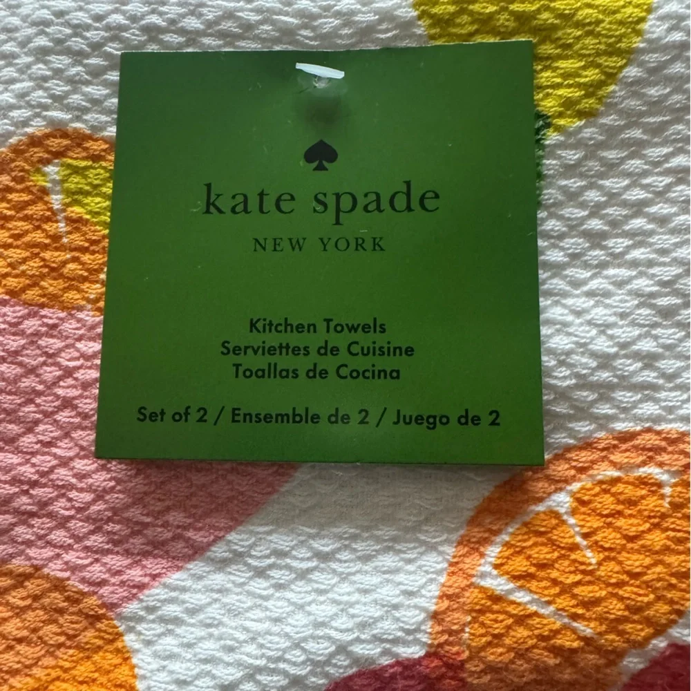 Kate Spade Colorful Fruit & drinks Print Towel-set of 2! 100% cotton FUN FUN FUN